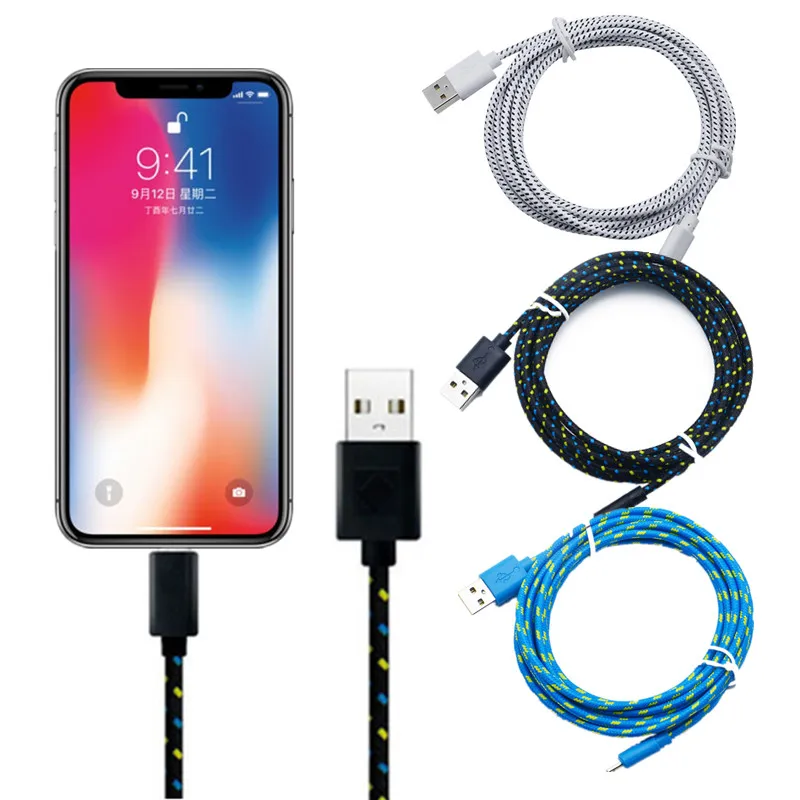 Micro USB кабель 1 м 2 м 3 м нейлон Быстрая зарядка кабель для samsung huawei Xiaomi Android мобильный телефон для iphone 6 7 USB зарядное устройство провод