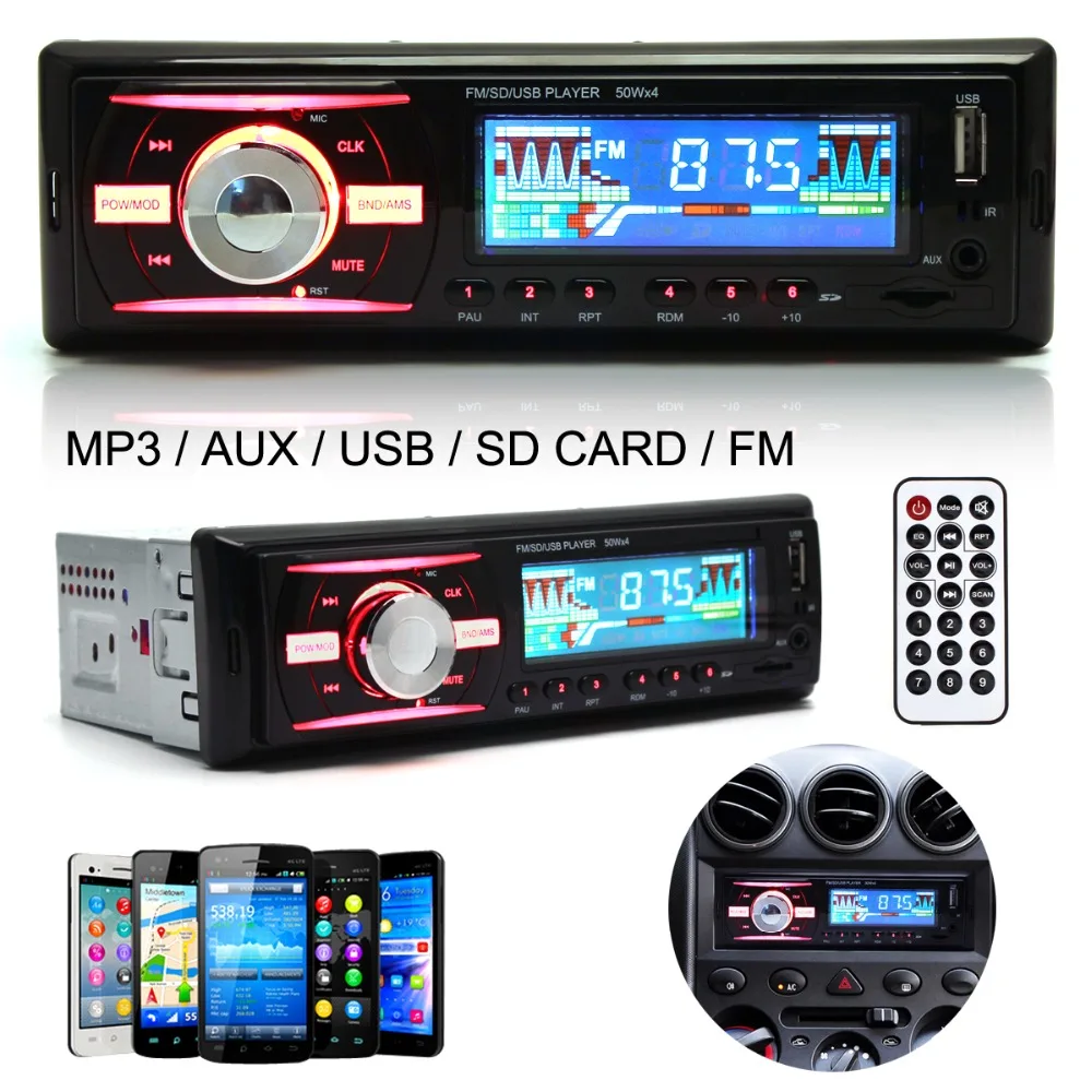 1 DIN 12V Car Audio Stereo In Dash Anti shock Car Radio MP3 Player