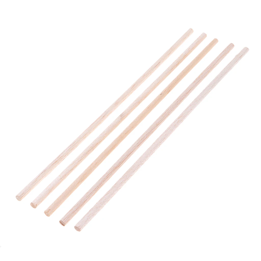MagiDeal 5Pcs 6*250mm Craft Sticks Round Rod Balsa Wood Bar Hobby Model DIY Craft Acc for Architecture Model Toys Carving