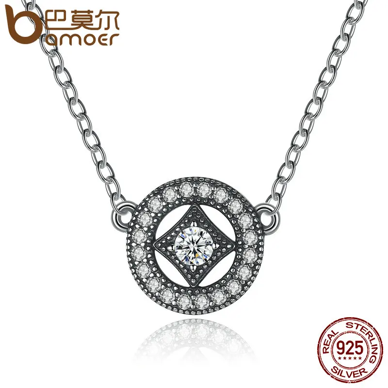 

BAMOER Authentic Stunning 925 Sterling Silver Vintage Dazzling Allure with AAA Zircon Necklaces & Pendants Jewelry PSN014