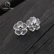 LOTUS FUN Handmade Flower Stud Earrings Creative Crystal Earrings for Women & Girls Sterling Silver Jewelry 100% 925 Hot Earring