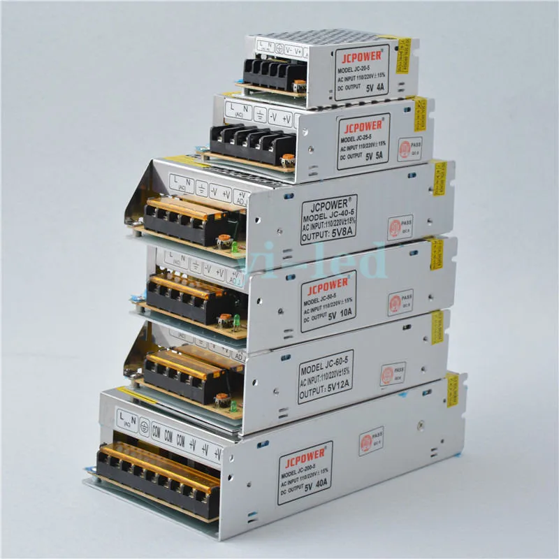 AC110/220 V к DC5V 2A 5A 20A 30A 40A 60A LED адаптер питания 5V трансформатор постоянного тока для
