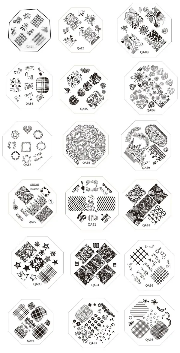 

2016 NEW Arrival 18 designs 1Set Nail Stamping Plates Stamp Nail Art Template Manicure Tools