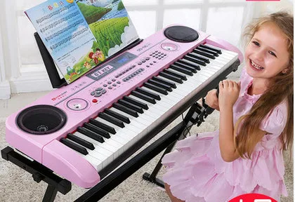 Электронное пианино детское фортепиано игрушки 61 клавиша с микрофоном девочка ребенок Первая школа музыкальные игрушки 1-3-6-12 лет