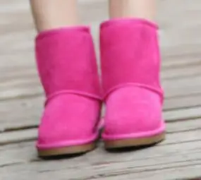 Ботинки для маленьких девочек, детские непромокаемые ботинки, кожаные детские ботинки для мальчиков, зимняя обувь, зимние ботинки на утином меху - Цвет: k25 rose red