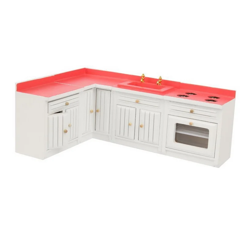 1/12 Dollhouse Miniature Furniture Set Wooden Kitchen Combination