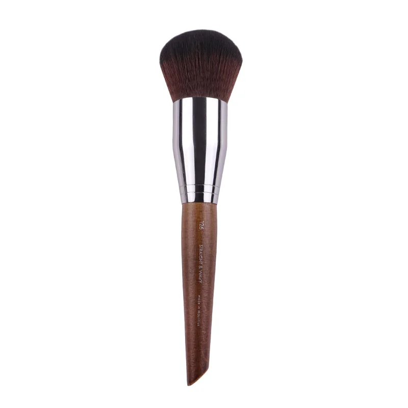 Professional Powder Brush 126 Natural Wood Straight Wavy Dense Round
