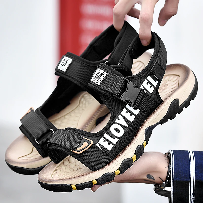 

Fashion Man Beach Sandals 2019 Summer Gladiator Men's Outdoor Shoes Roman Men Casual Shoe Flip Flops Large Size 45 slippers Flat