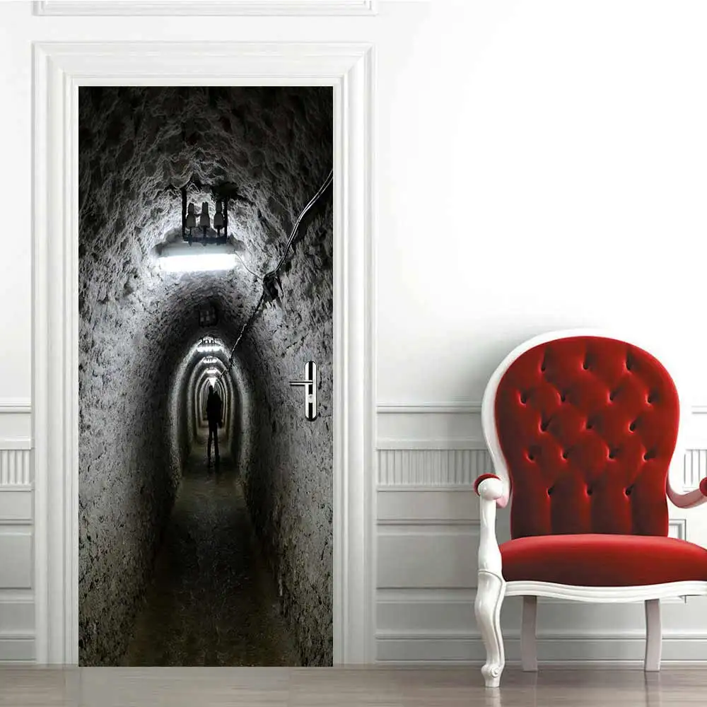 Креативный 3D дверной стикер s туннель виниловая наклейка на стену украшение для двери искусство двери для спальни Водонепроницаемая наклейка из ПВХ DIY обои домашний декор - Цвет: MT-042