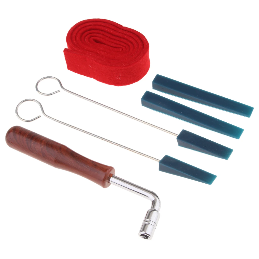 6 Pieces Assorted Professional Piano Tuning Kit Hammer Temperament Strip Mutes Tools Piano Tuning Fixing Parts