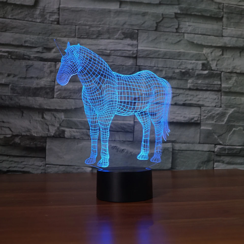 Творческий 3D светодиодный Единорог Ночные светильники 7 цветов атмосферу сенсорная кнопка настольные лампы Домашний декор для сна