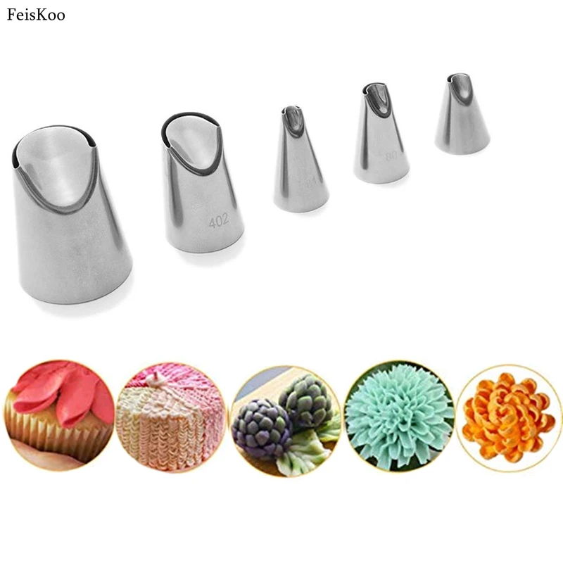

5pc/set Cream Cupcake Decorating Tip Chrysanthemum Dahlia Stainless Steel Icing Piping Pastry Nozzles Boquillas Cake Pastry Tool
