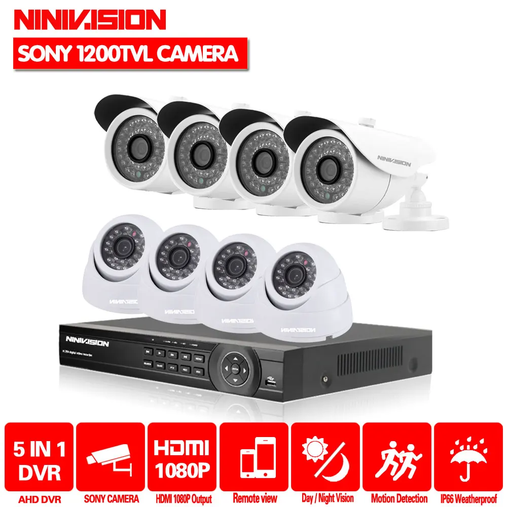 NINNIVISION 8CH AHD 1080 P 1080N 720 P 960 H HDMI DVR SONY 1200TVL 4 Открытый + 4 Купол CCTV главная видеонаблюдения Камера Системы