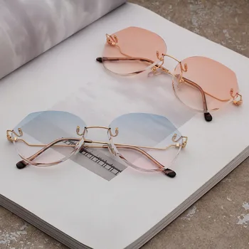 

Car Driving Classic Polarized Sunglasses Men Women Polygon Frameless Trimming Sunglasses Personalized Transparent Glasses UV400