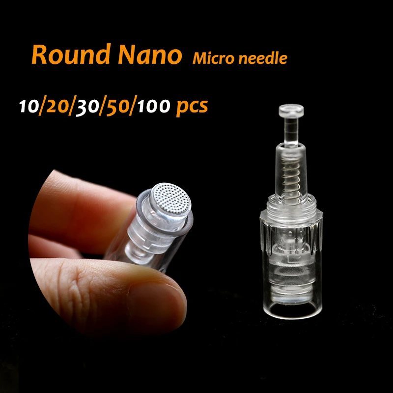 Round Nano Needle Cartridge Electric Auto Microneedle Derma Pen Tip Nutrition Input for MESO 10/20/30/50/100pcs | Красота и здоровье