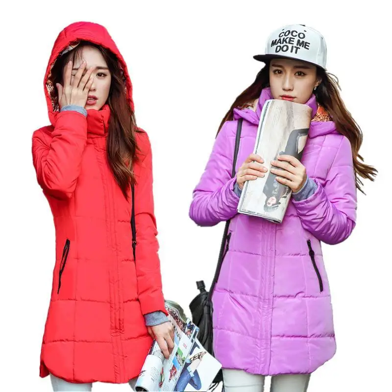 ФОТО Autumn winter jacket Women Thick Hooded Cotton-Padded Jacket Plus size Candy color Slim Down Cotton winter coat women Parka 6XL