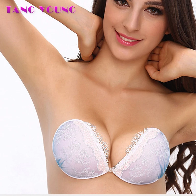 2018 sticky bra Sexy Lace Embroidery Bra Push Up Silicone Bralette