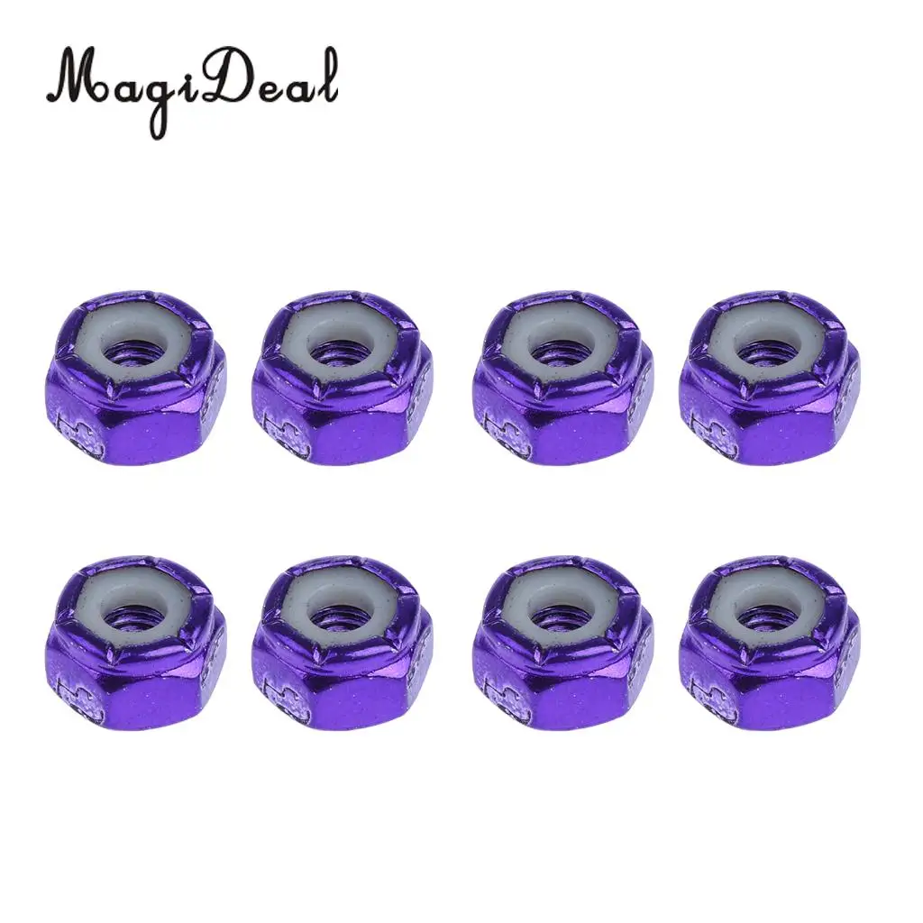 MagiDeal 8pcs Replacement Skateboard Truck Hardware Set Longboard Screws Bolts Purple