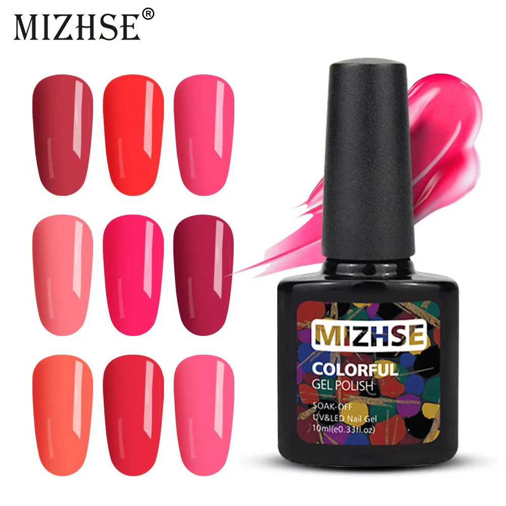 

MIZHSE Polishing For Nails UV Gel Nail Polish Hybrid Varnish Rose Red Color Gel Manicure Semi Permanent Gel Polish For UV Lamp