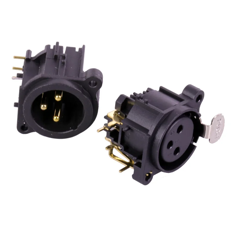 Коннектор XLR с прямым углом 1 пара 2 шт. черный пластик 3 контактный разъем для