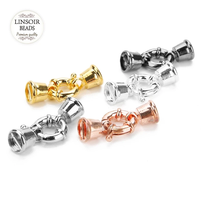 

5Pcs/lot Spring Clasps Hooks Metal Copper Cord End Clasps Connectors Jewelry Finding For Diy Bracelet Jewelry Accesories