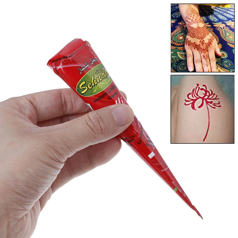 Body Art Indian Henna Paste Temporary Tattoo Red Natural Henna Paste Cone Body Art Paint Sexy Drawing For Body Art
