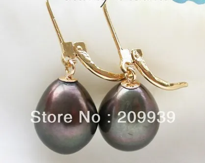 

hj 00210 WOW 14mm black drip freshwater pearl dangle earring 14k