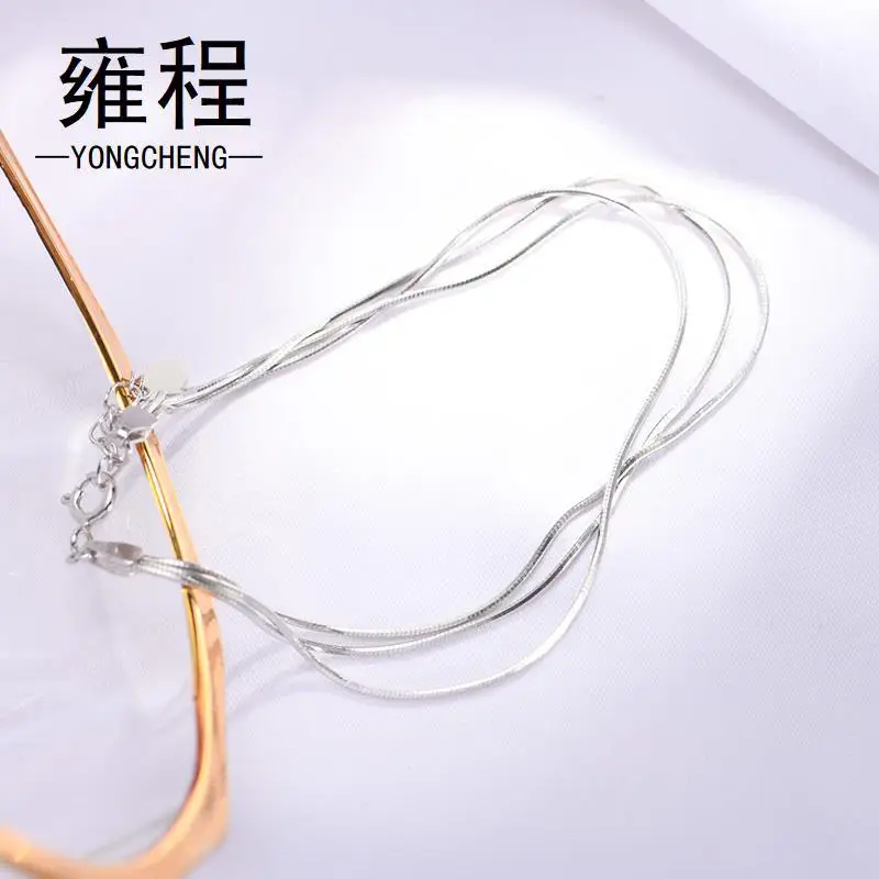 

Yong Process S925 Sterling Silver Snake Bone Bracelet Female Korean Version of the Simple Cool MORI Series Best Friend Jewelry F