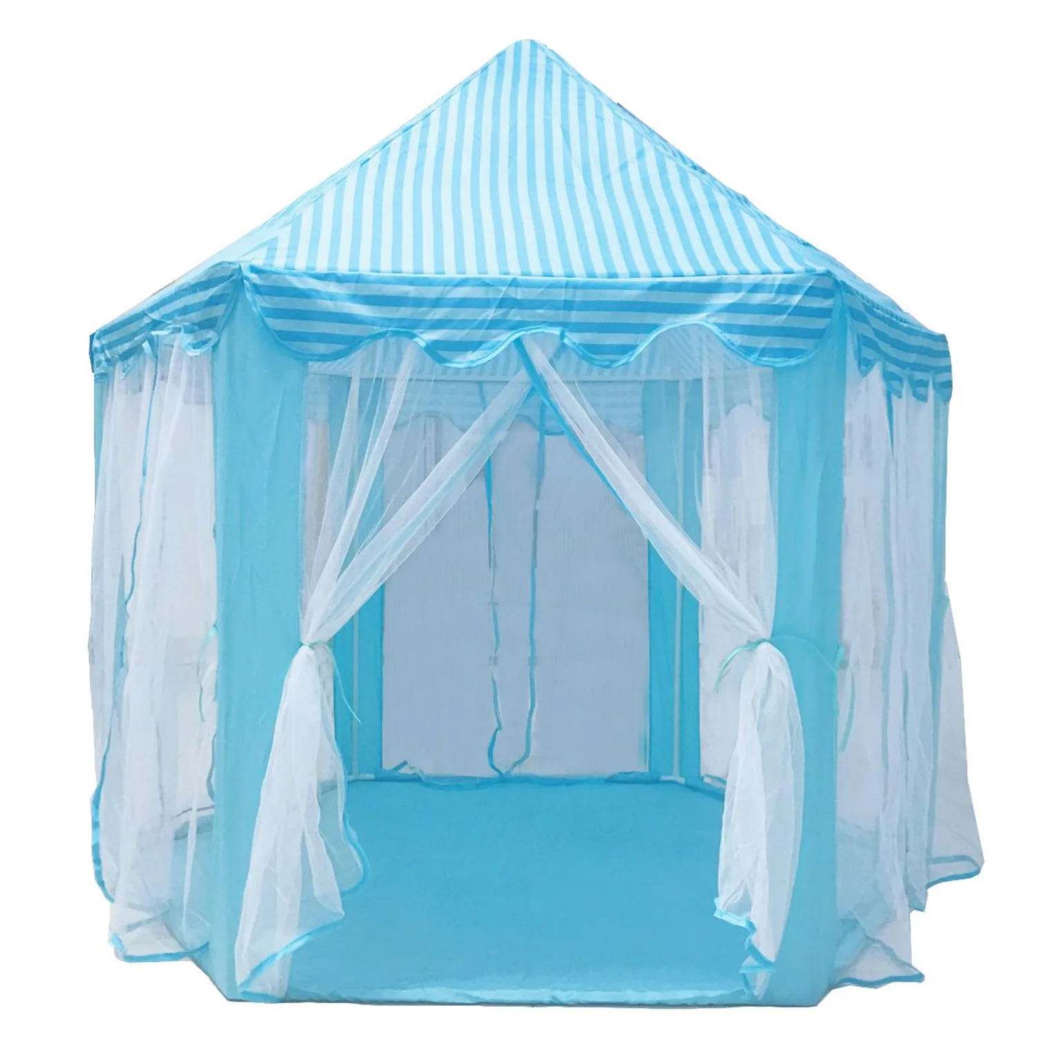Играть Сказочный Дом Крытый и открытый дети играть палатка шестиугольник Принцесса замок игровой домик для девочек Забавный - Цвет: Blue
