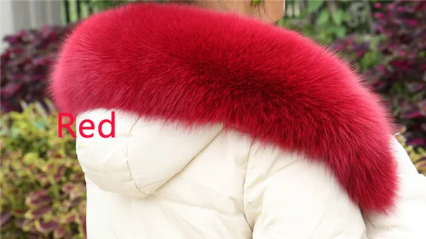 Натуральный Лисий 70/80 см, прямой воротник, мягкий меховой шарф, теплый зимний женский воротник из натурального Лисьего меха, шапка из меха лисы, меховой воротник L18 - Цвет: Red