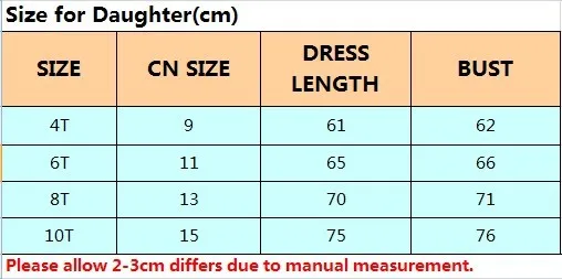 daughter size