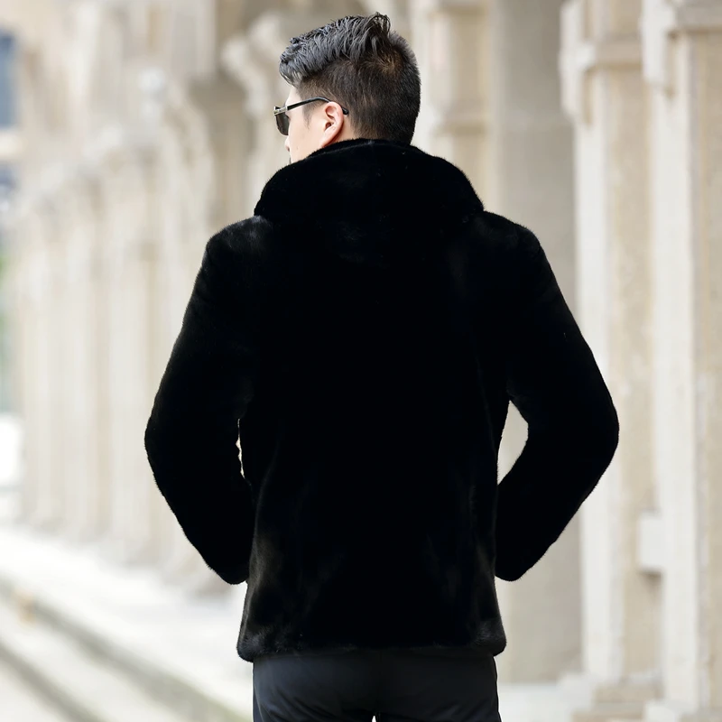 AYUNSUE, Мужская норковая шуба, зимняя куртка, бархат, натуральный мех, мужская шуба из натурального меха, роскошная куртка размера плюс, мужская куртка QTAN061F KJ837
