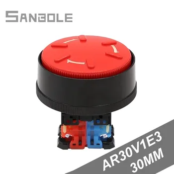 

AR30V1E3 Lock-type Control Rotary Switch Open Hole 30mm Big Round Head Red Mushroom Head Emergency Stop Button Switches