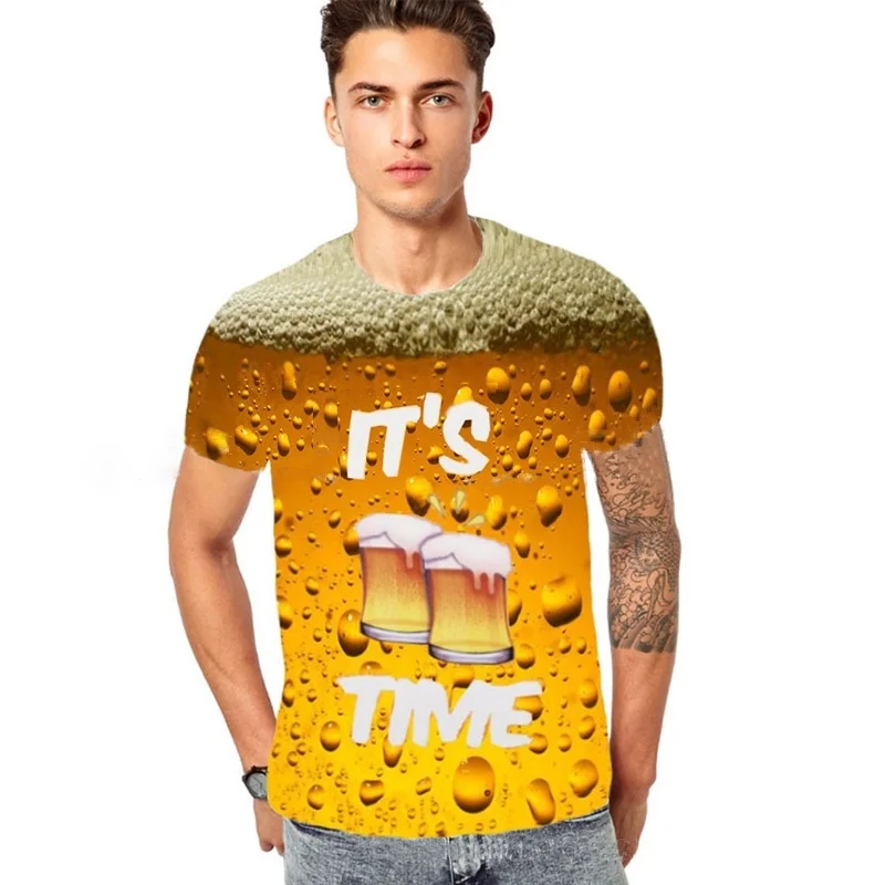 

Summer new men's brand O-neck watch jacket beer short-sleeved 3d T-shirt digital printing T-shirt men's large size 4xl