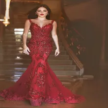 Benutzerdefinierte Volle Neue Rote-wein Sexy V-ausschnitt Modische Andybridal Meerjungfrau Abendkleider Lange Abendkleid Formales Kleid Kleid