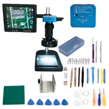 34MP 1080 P HDMI USB промышленный электронный микроскоп камера 130X c-крепление объектива Стекло светодиодные фонари стол для телефона ЦП Набор для ремонта плат