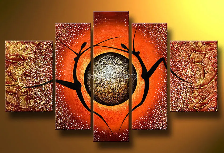 5 piece modern abstract canvas wall art handmade African nude art sexy