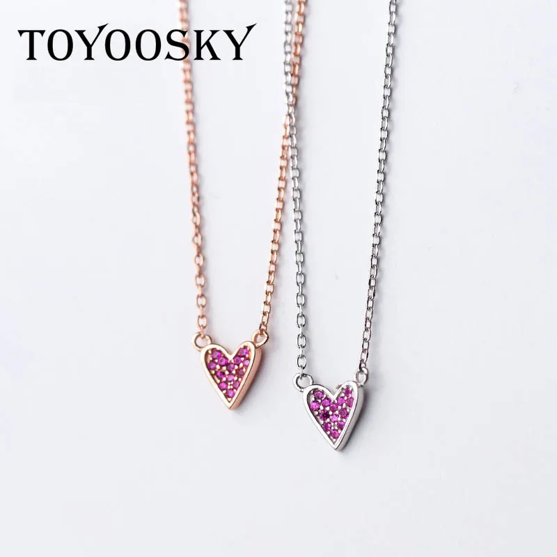 TOYOOSKY S925 Серебряное ожерелье мода темперамент Фиолетовый Кристалл сердце-Шап и