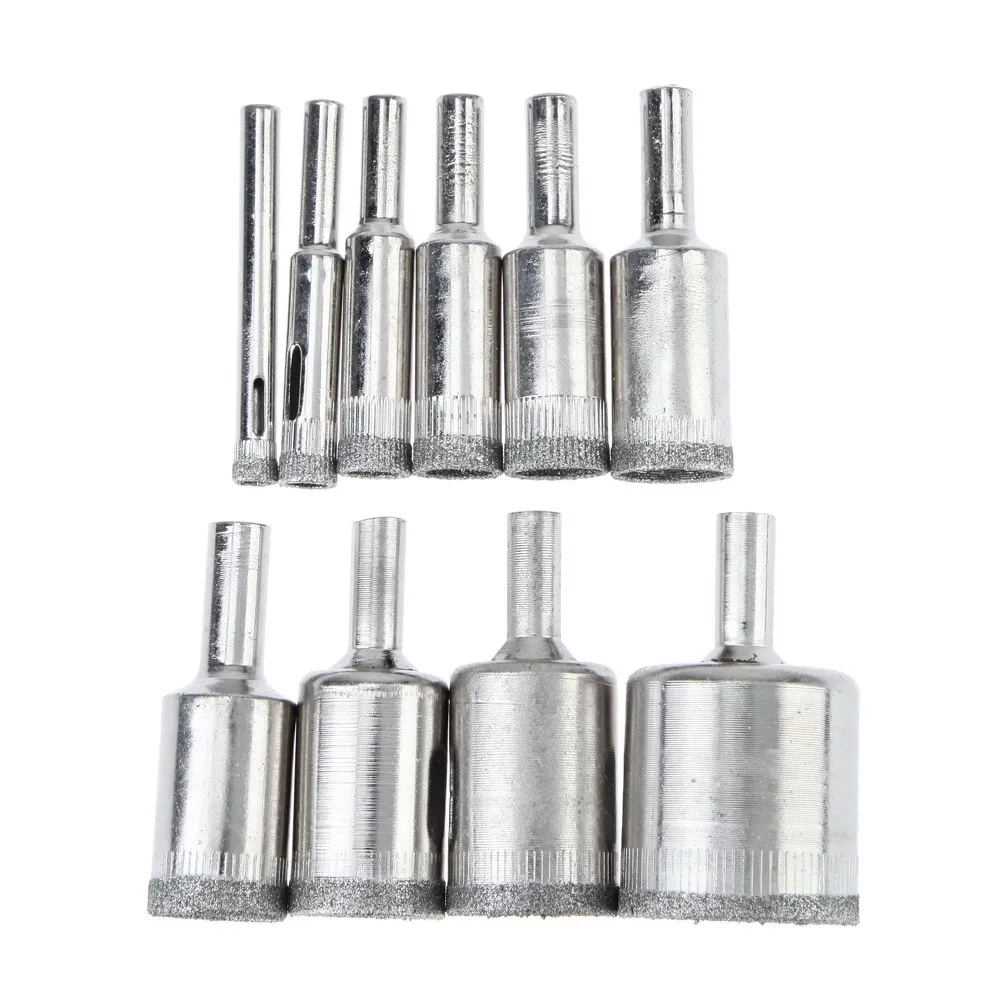 10 Pcs Drill Bit Set 6-30mm Diamond Coated Core Hole Saw Drill Bits Tool Cutter for Glass Marble Tile Granite Drilling TH4 10 Pcs Drill Bit Set 6-30mm Diamond Coated Core Hole Saw Drill Bits Tool Cutter for Glass Marble Tile Granite Drilling TH4