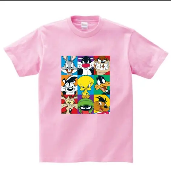 Новые Looney Tunes Тасманский Дьявол Sorry Not My Day To Care, футболка с принтом, Детская футболка с коротким рукавом, популярная летняя рубашка для маленьких мальчиков, MJ - Цвет: Pink childreT-shirt