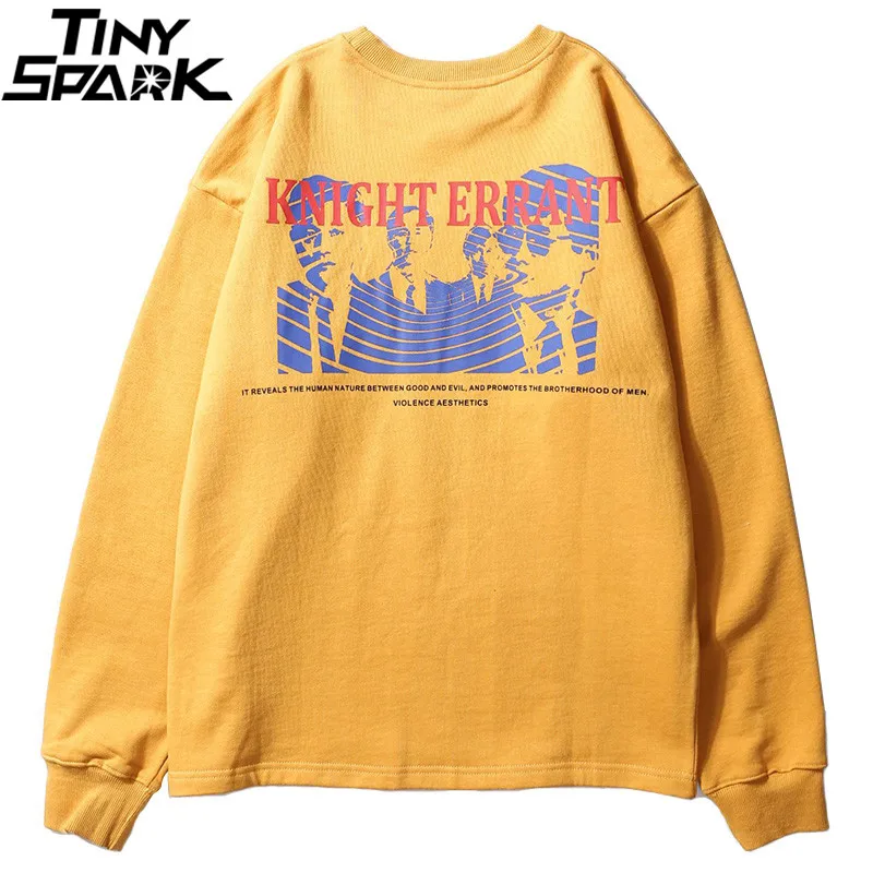 Mens Hip Hop Pullover Sweatshirt Retro Vintage Print