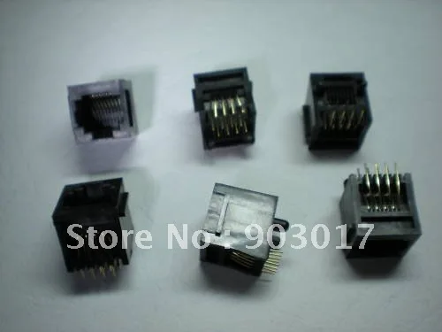 Черный 8P8C с фланцевым верхним входом Модульный сетевой разъем PCB Jack 54 шт. в партии