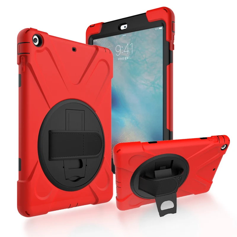 

For iPad air / 5 Shockproof Kids Protector Case For iPad5 Heavy Duty Silicone Hard Cover kickstand design Hand bracel + Gift