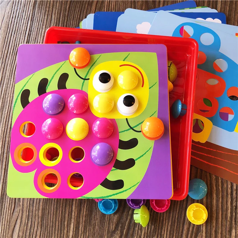 Детские развивающие игрушки головоломки с большой запонки взаимосвязанный Геометрия Творческая мозаика передач инициации игрушка для раннего развития