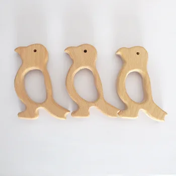 

10PCS WOODPECKER Natural Newborn Beech Wooden Baby Teether Toys