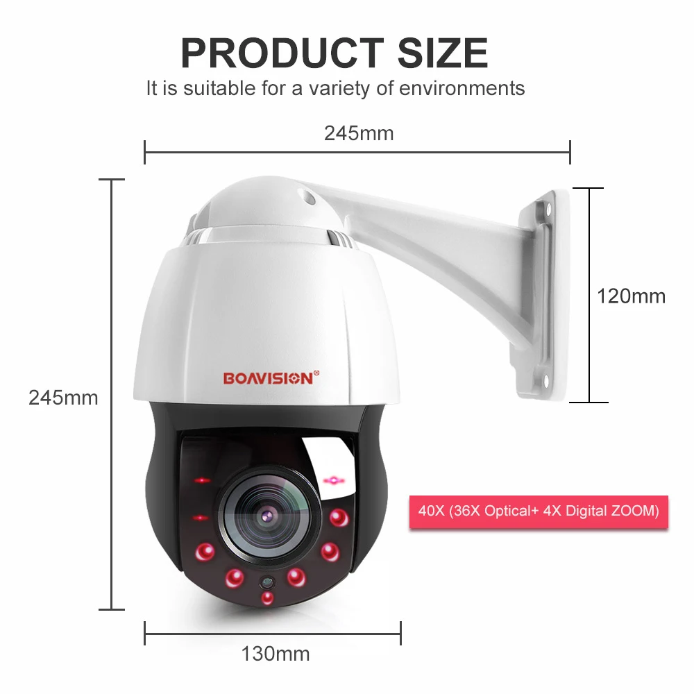 Купольная IP камера PTZ 1080P 5 Мп с 40 кратным увеличением уличная Onvif 25fps в режиме