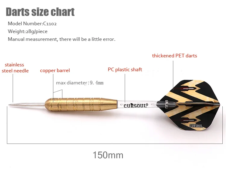 CUESOUL 3 шт./компл. Профессиональный Сталь советы для игры в Дартс 28g/19 г Набор для игры в Дартс с Сумка для Дартс