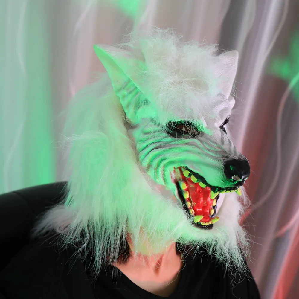Безопасный деликатный сделанный маска голова Волка для Хэллоуина и косплей вечерние костюмы смешной подарок Z0304 - Цвет: Белый