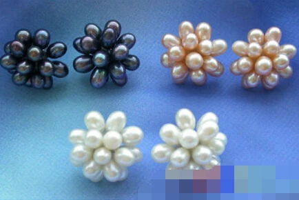 

FREE SHIPPING>>> free shipping 00394 Wholesale RICE FRESHWATER PEARL FLOWER STUD EARRING