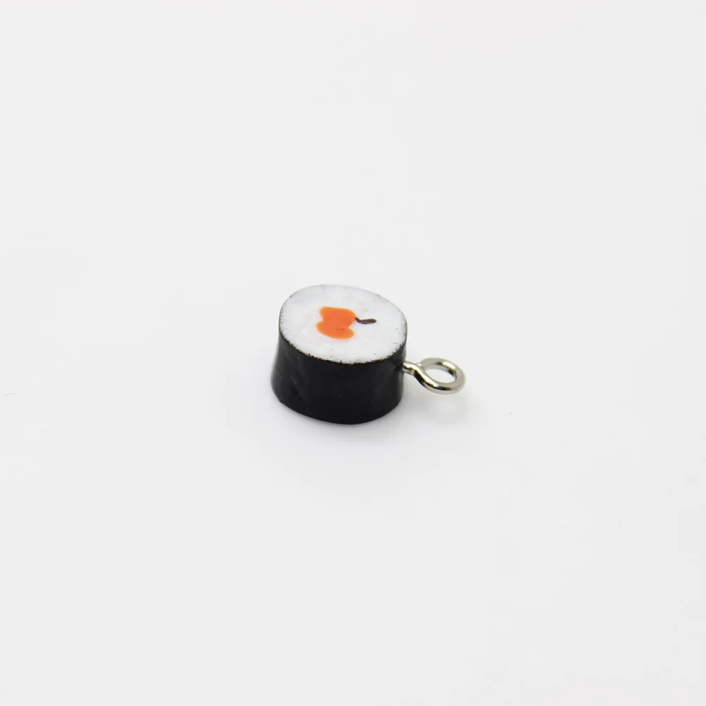 Yamily, 10 шт./15 мм, имитация суши, подвески для украшения своими руками, браслеты, ожерелье, серьги, цепочка для ключей, изготовление ювелирных изделий - Metal color: black